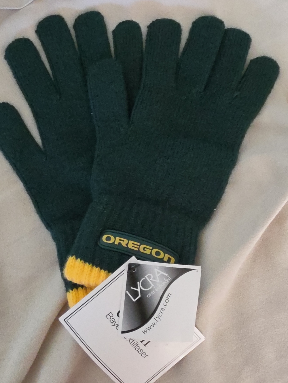 Green Knit Gloves with Yellow Accent - Men